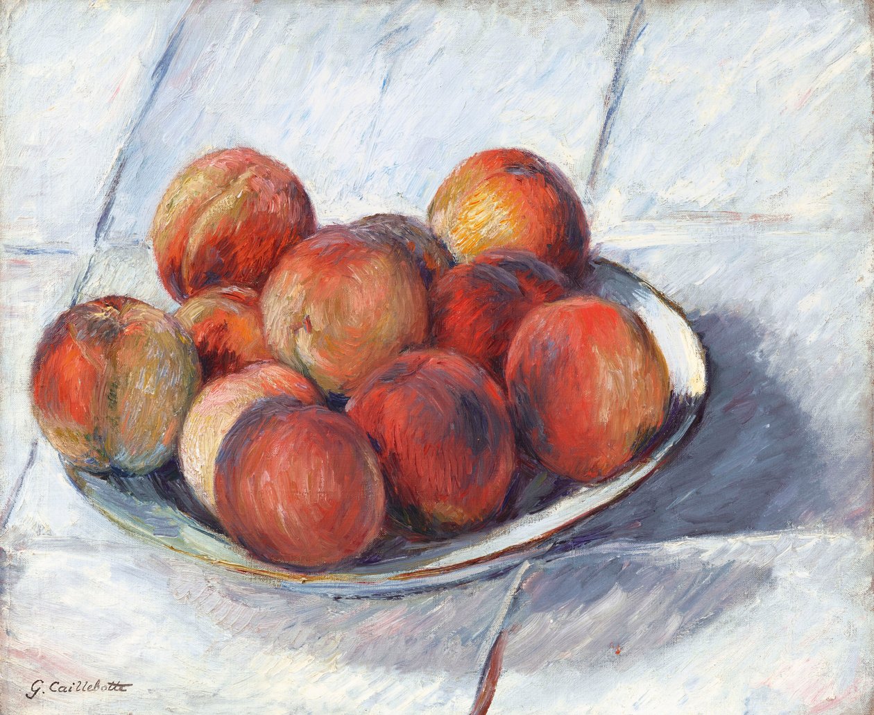 Der Teller mit Pfirsichen, um 1882 von Gustave Caillebotte