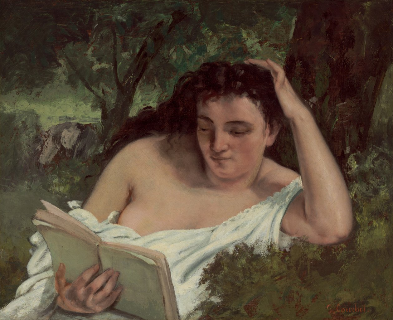 Eine junge Frau beim Lesen von Gustave Courbet