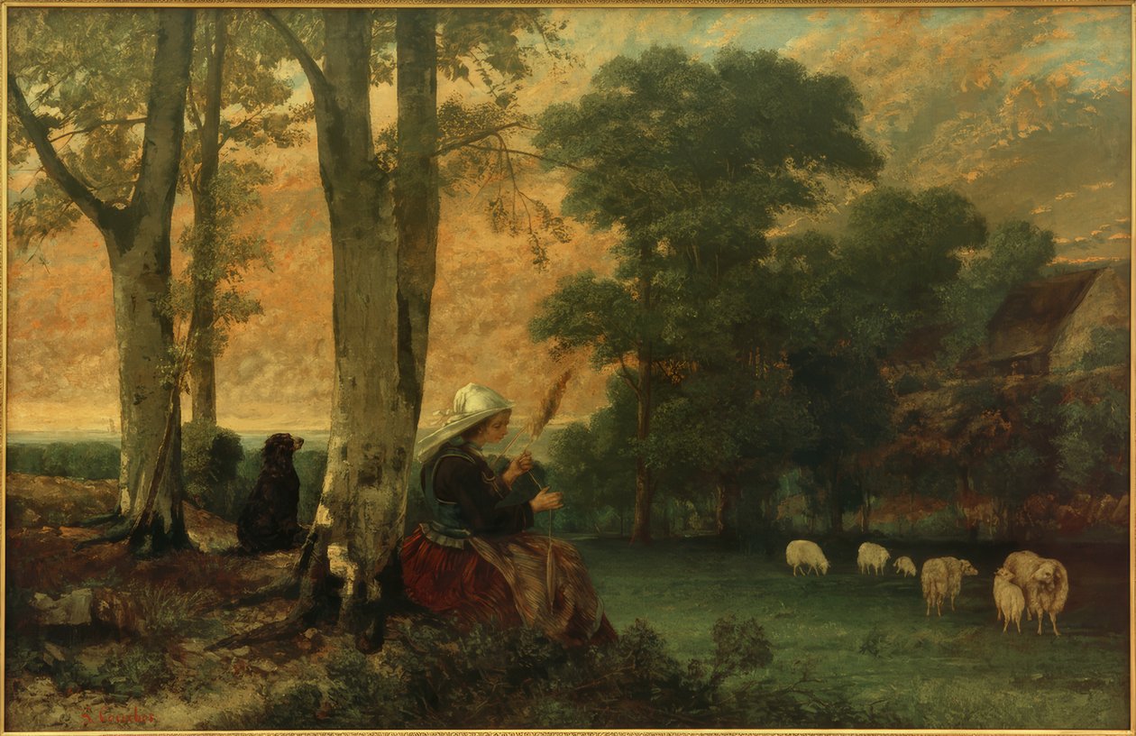 Die Schäferin (Die bretonische Spinnerin) von Gustave Courbet
