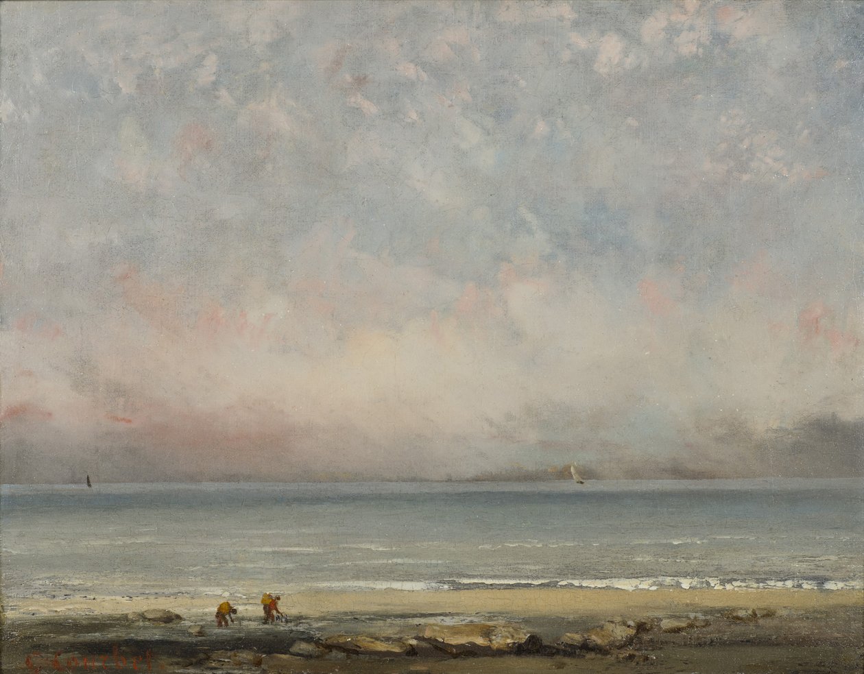 Der Strand von Trouville, ca. 1865 von Gustave Courbet