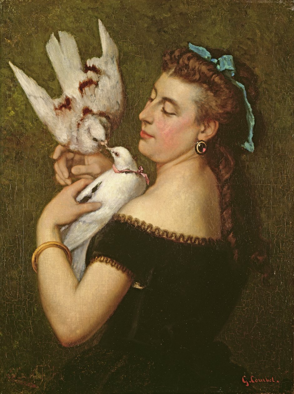 Frau mit Tauben von Gustave Courbet