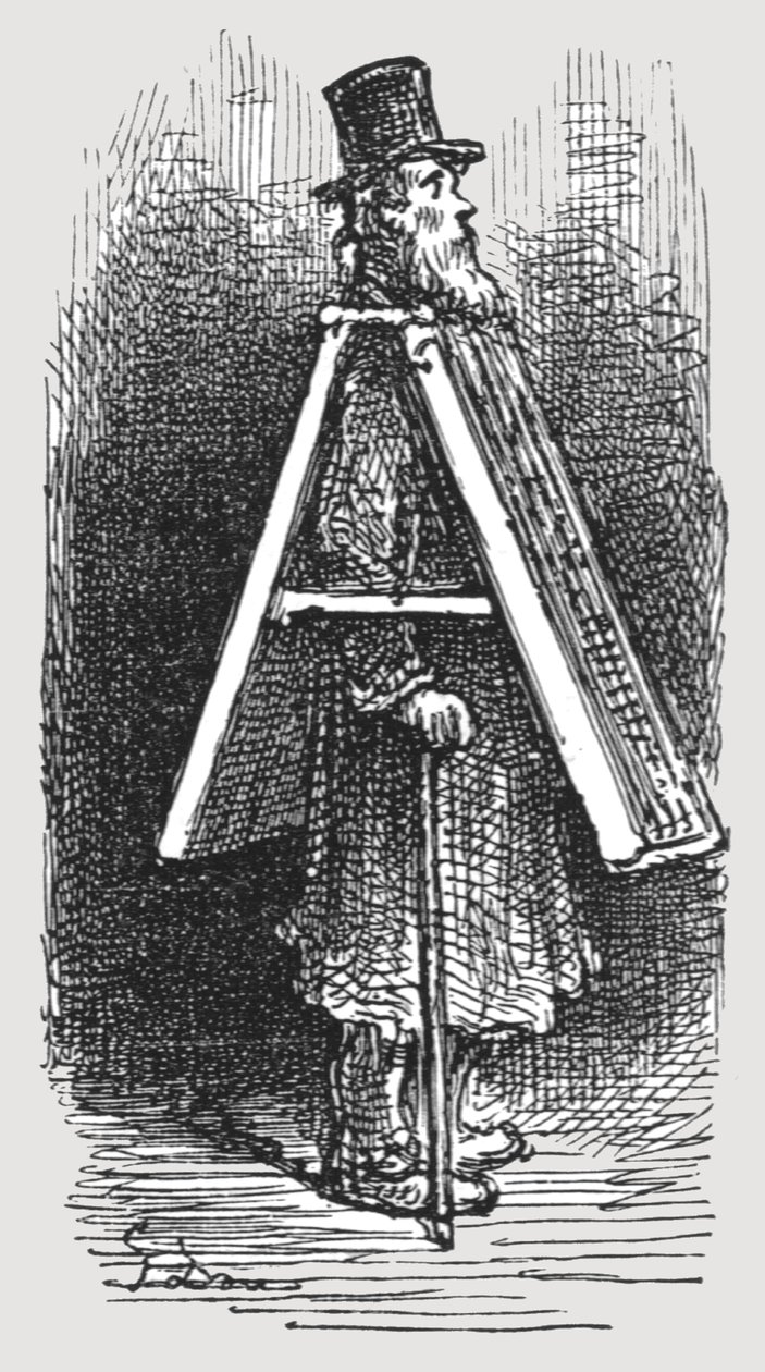 Werbetafel - Mann, 1872 von Gustave Dore
