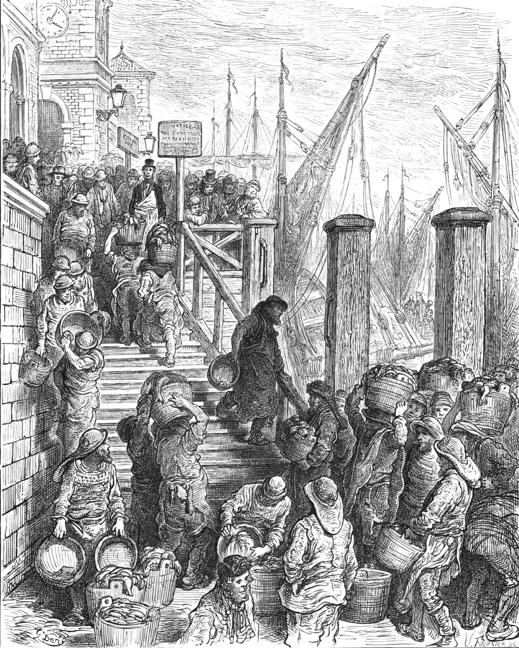 Billingsgate - Anlanden des Fisches von Gustave Dore