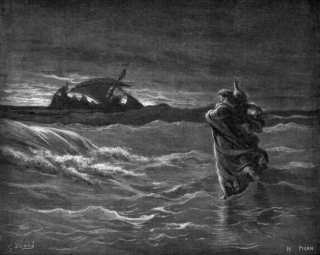 Jesus geht auf dem Wasser von Gustave Dore