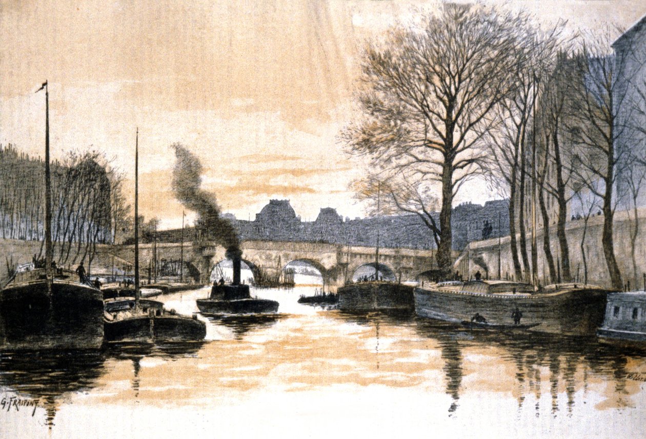 Paris, Seine und die Pont Neuf von Gustave Fraipont