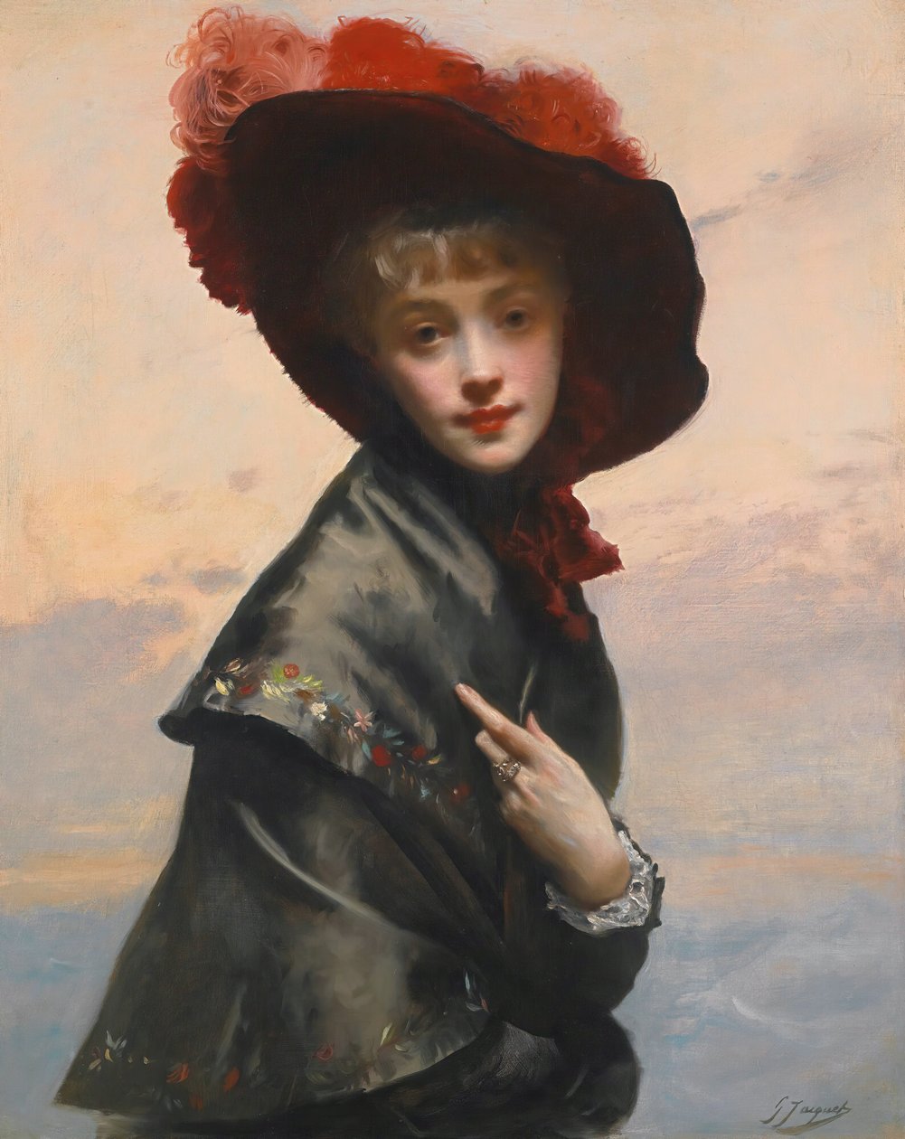 Dame mit Hut von Gustave Jean Jacquet