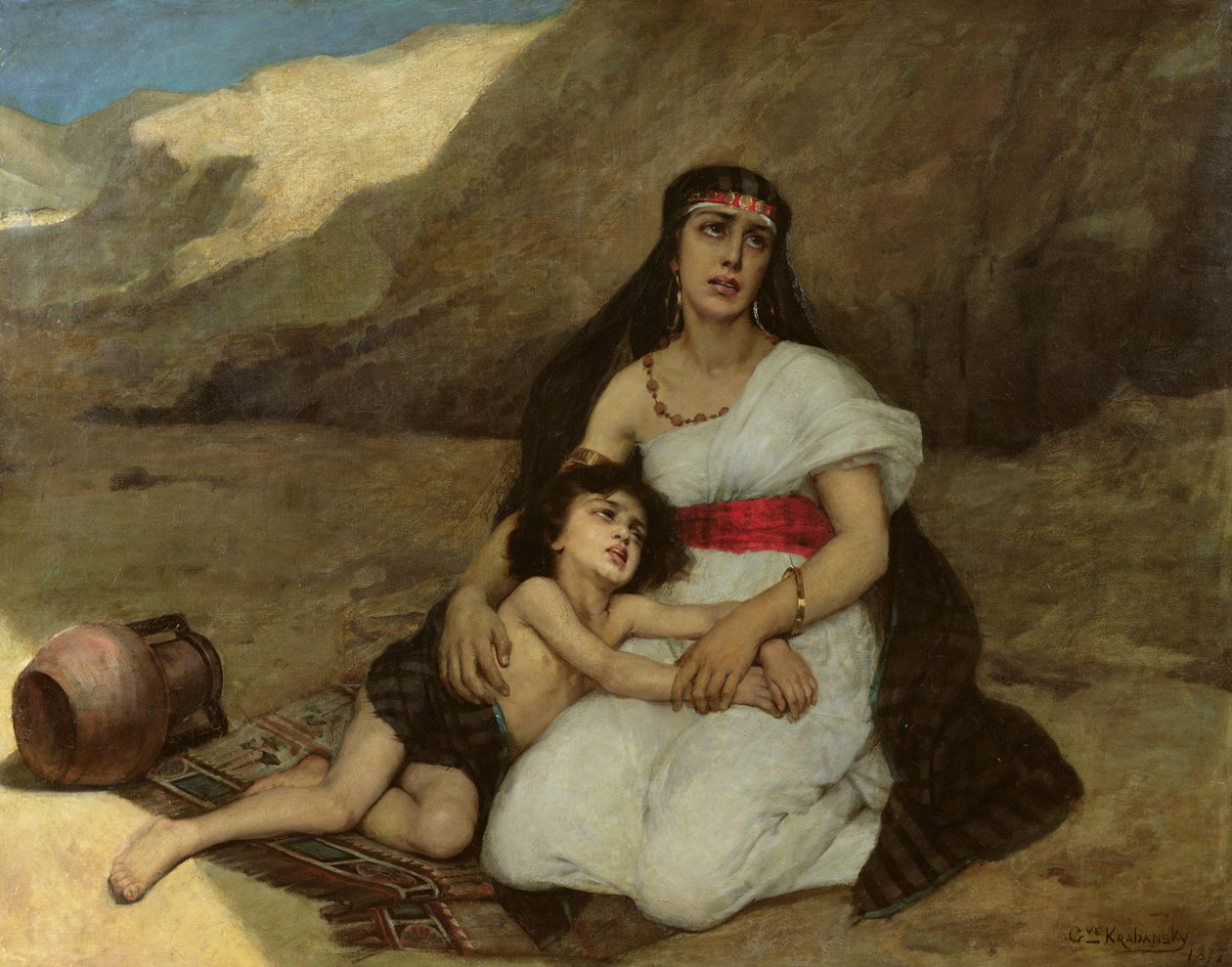 Arabische Frau und ihr Kind, 1877 von Gustave Krabansky