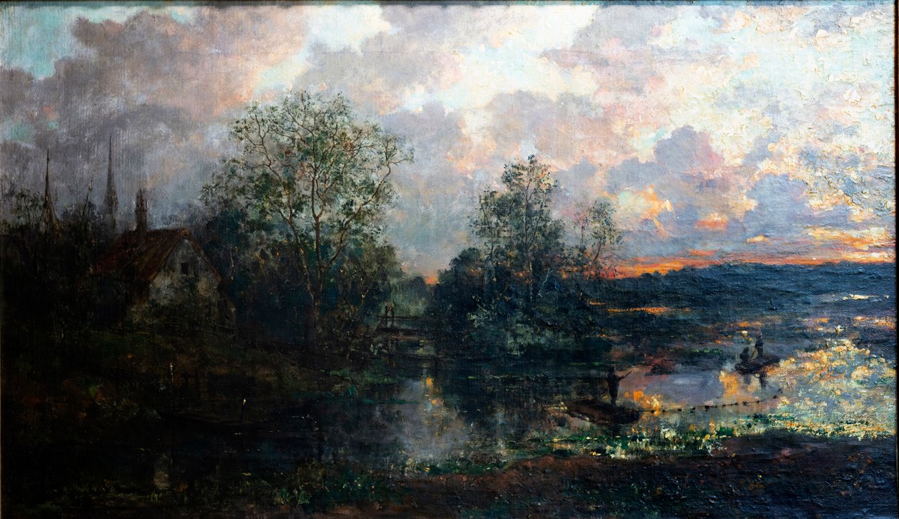 Landschaft mit einem kleinen Boot von Gustave de Duyts