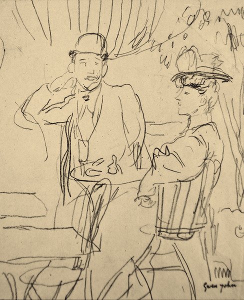 Paar in einem Café von Gwen John