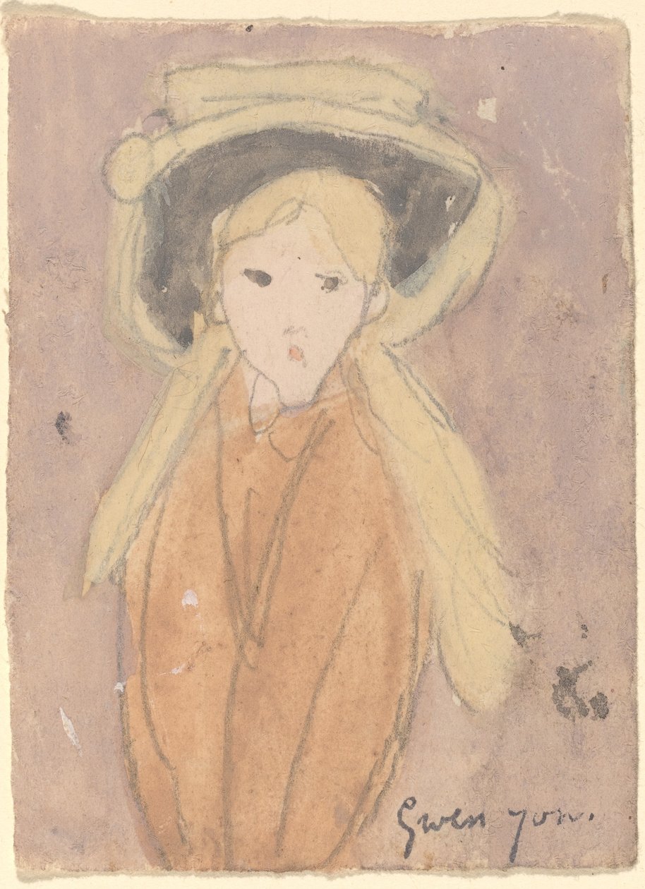 Kleines Mädchen mit großem Hut von Gwen John