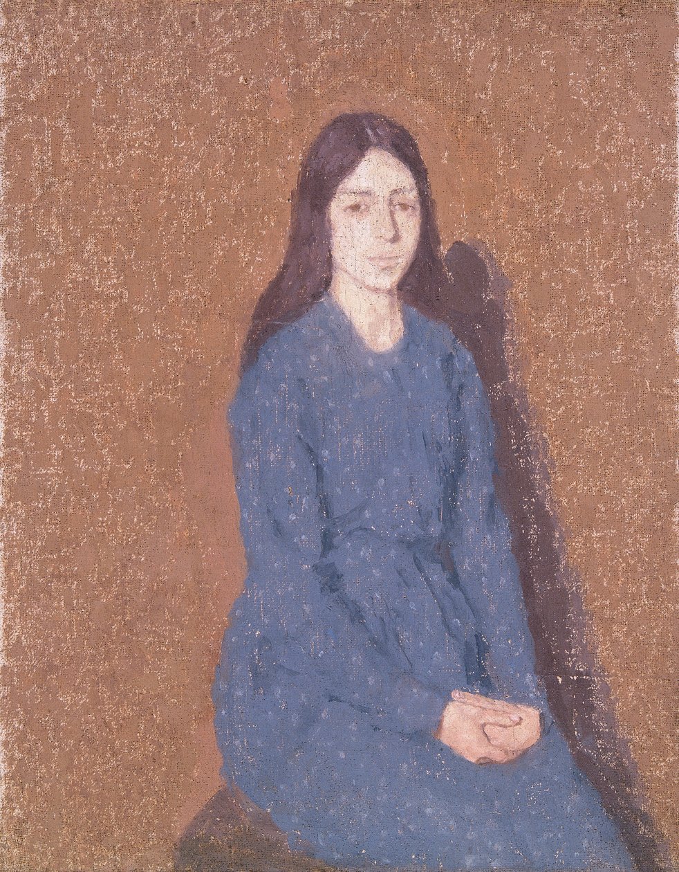 Mädchen in einem blauen Kleid von Gwendolen Mary John