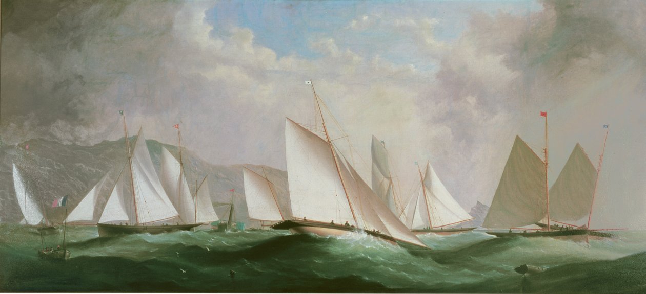 Vorbereitung auf den Start, Dart Yacht Club Regatta, 1868 von H. Forrest