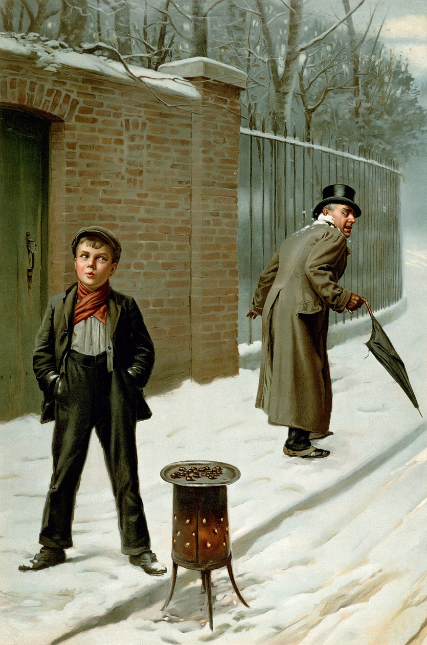 Die Schneeballschlacht - Schuldig oder nicht schuldig, aus dem Pears Annual, Weihnachten, 1906 von H. Pittard