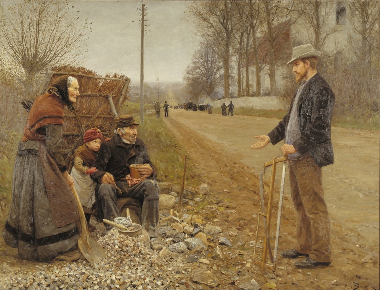 Menschen an einer Straße von H.A. Brendekilde