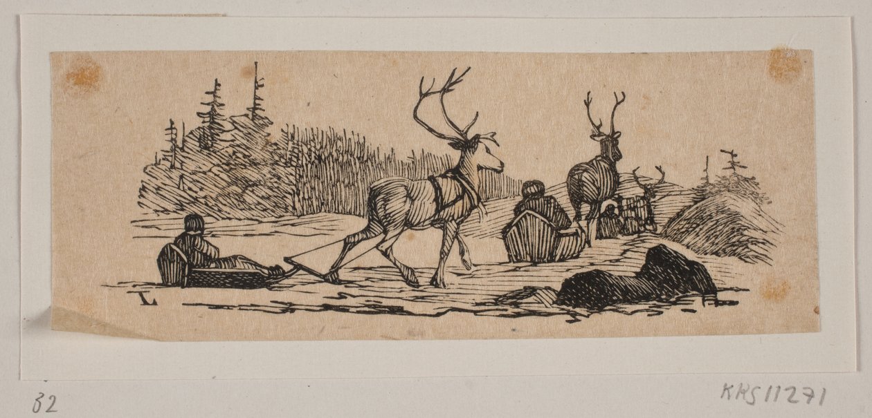 Schlittenfahrt mit Rentieren von H. C. Henneberg