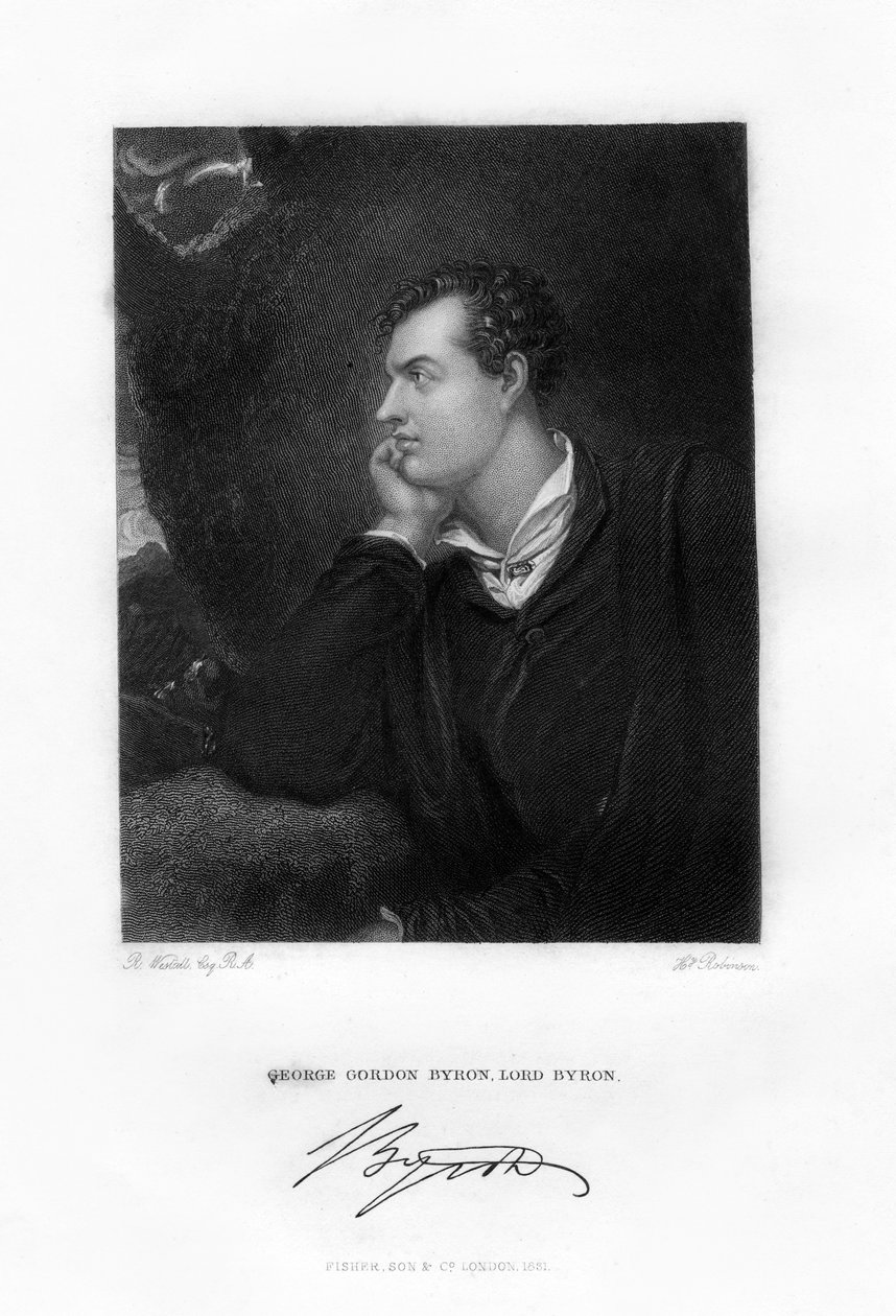 Lord Byron, anglo-schottischer Dichter, ca. 1813 von H. Robinson