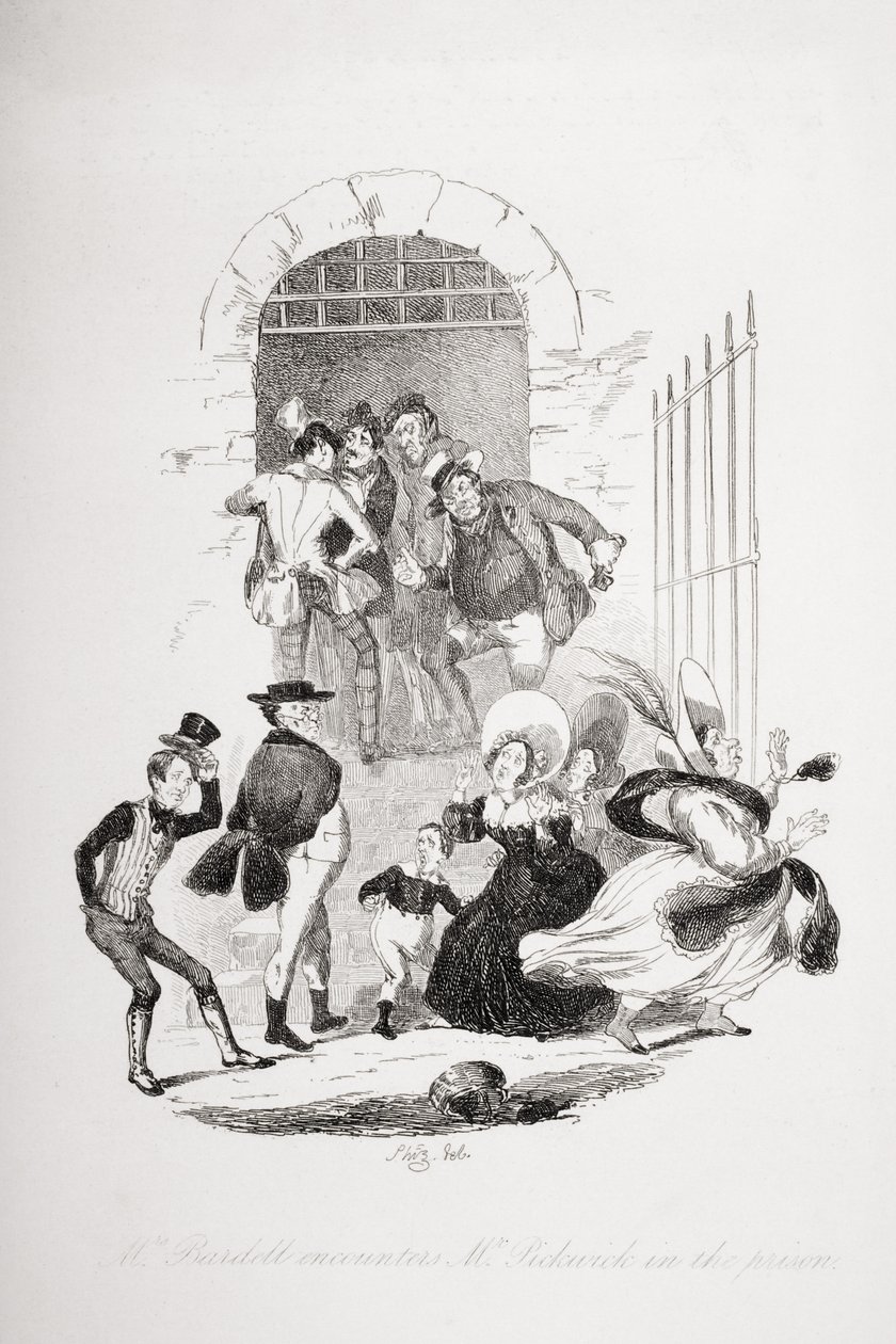 Mrs. Bardell trifft Mr. Pickwick im Gefängnis, Illustration aus 