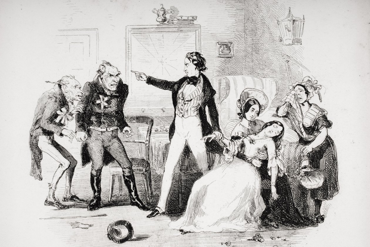 Nicholas gratuliert Arthur Gride an seinem Hochzeitstag, Illustration aus 