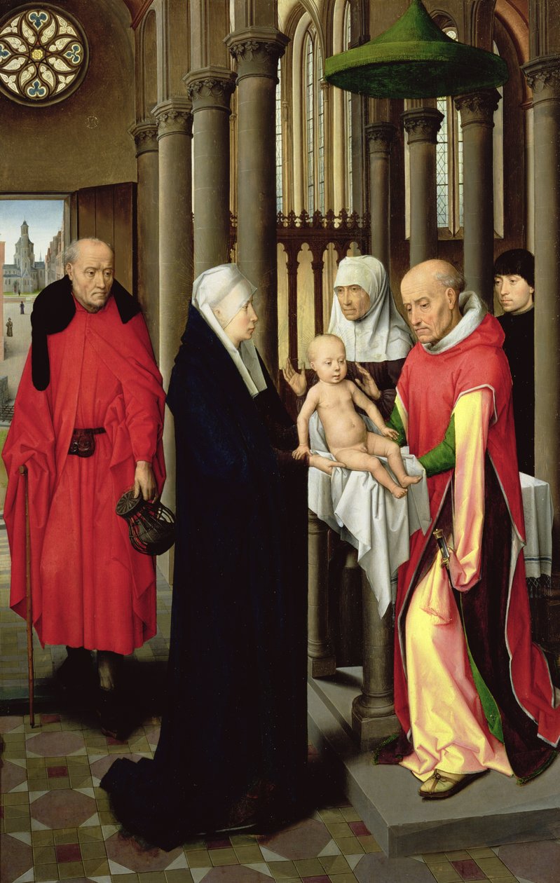 Anbetung der Könige: Rechte Flügel des Triptychons, Darstellung der Darstellung im Tempel, ca. 1470-72 von Hans Memling