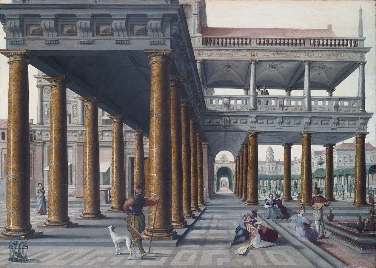 Architektonische Laune mit Figuren von Hans or Jan Vredeman de Vries