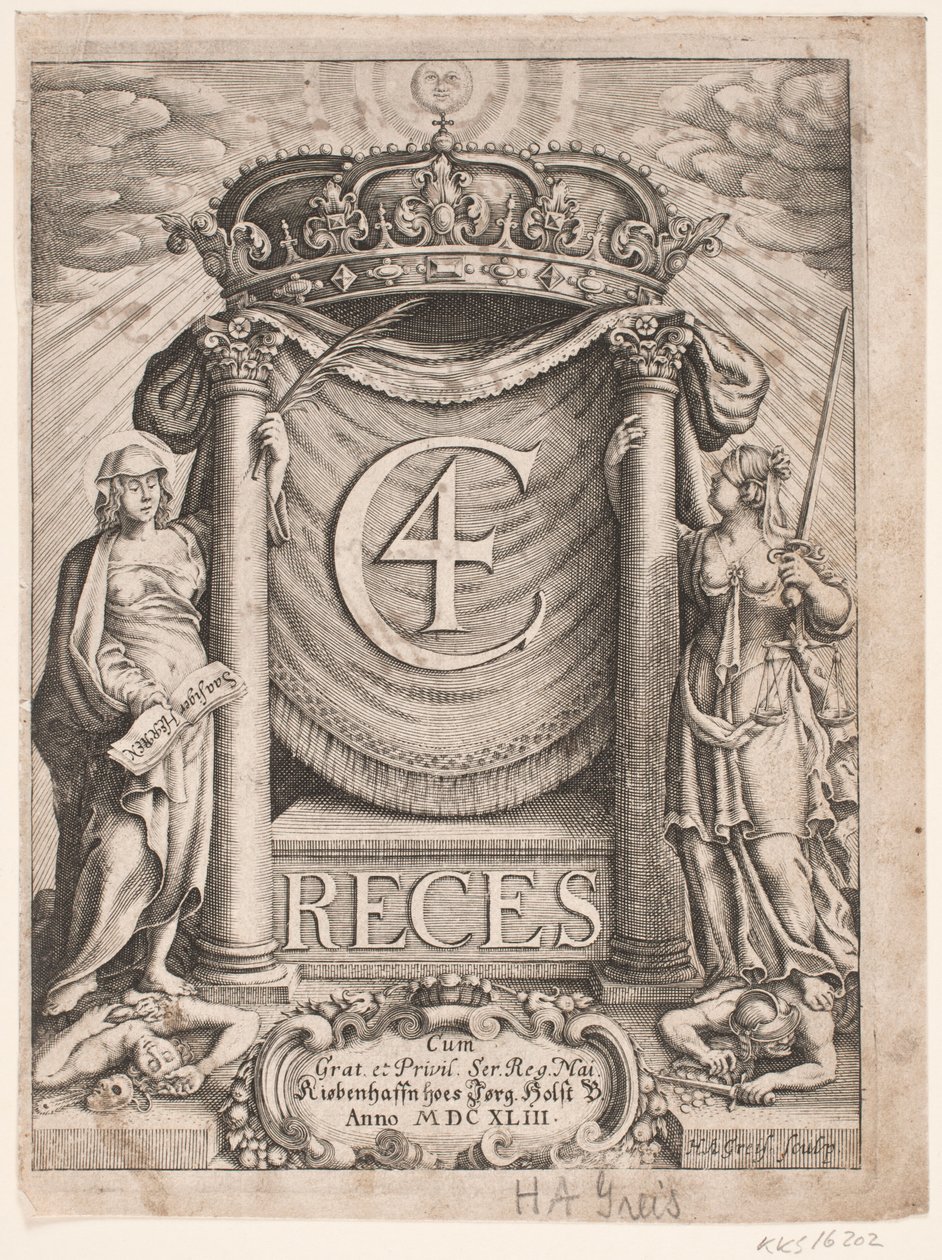 Titelblatt zu Christian IV Reces 1643 von Hans Andreas Greys