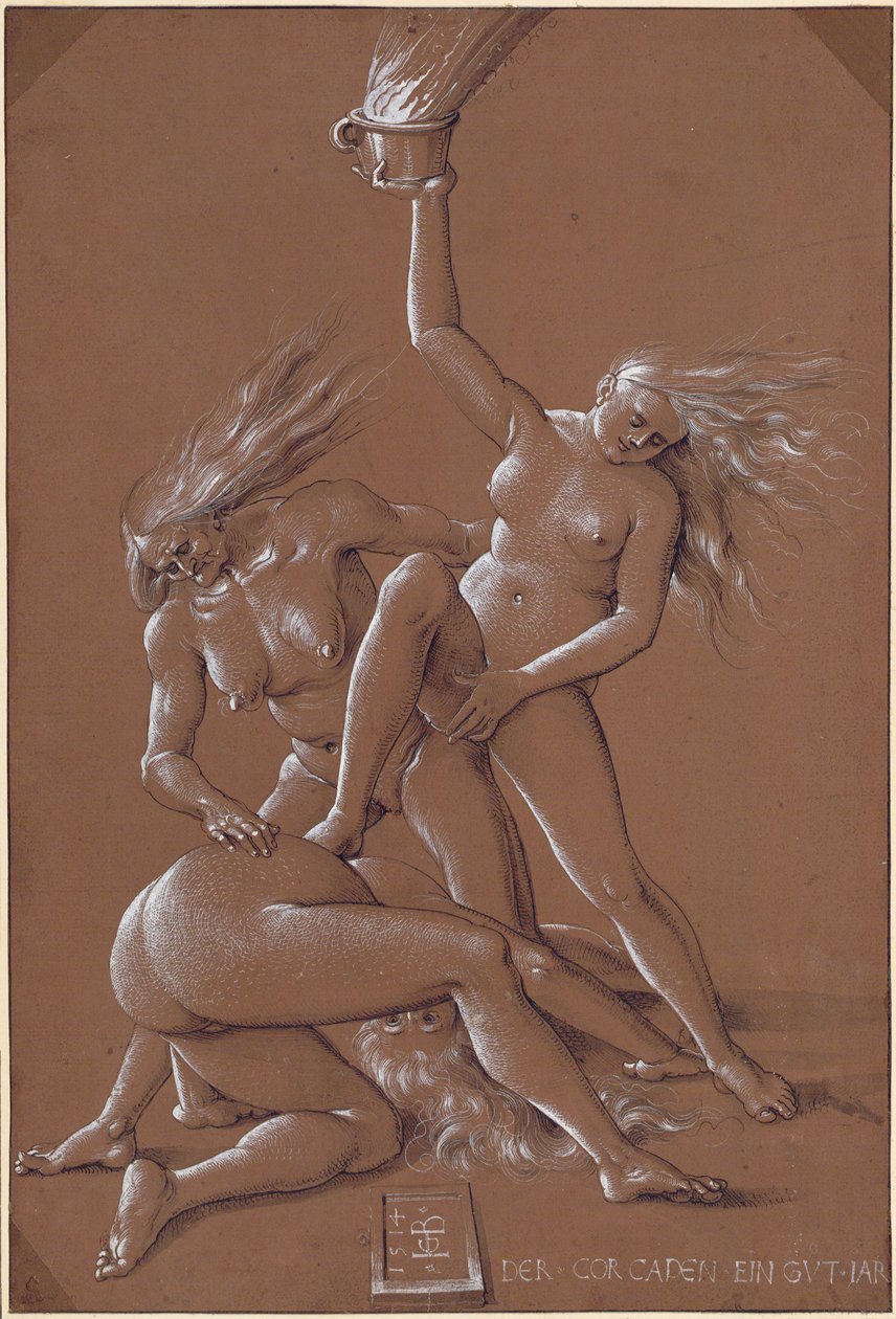 Neujahrsgruß mit drei Hexen, 1514 von Hans Baldung