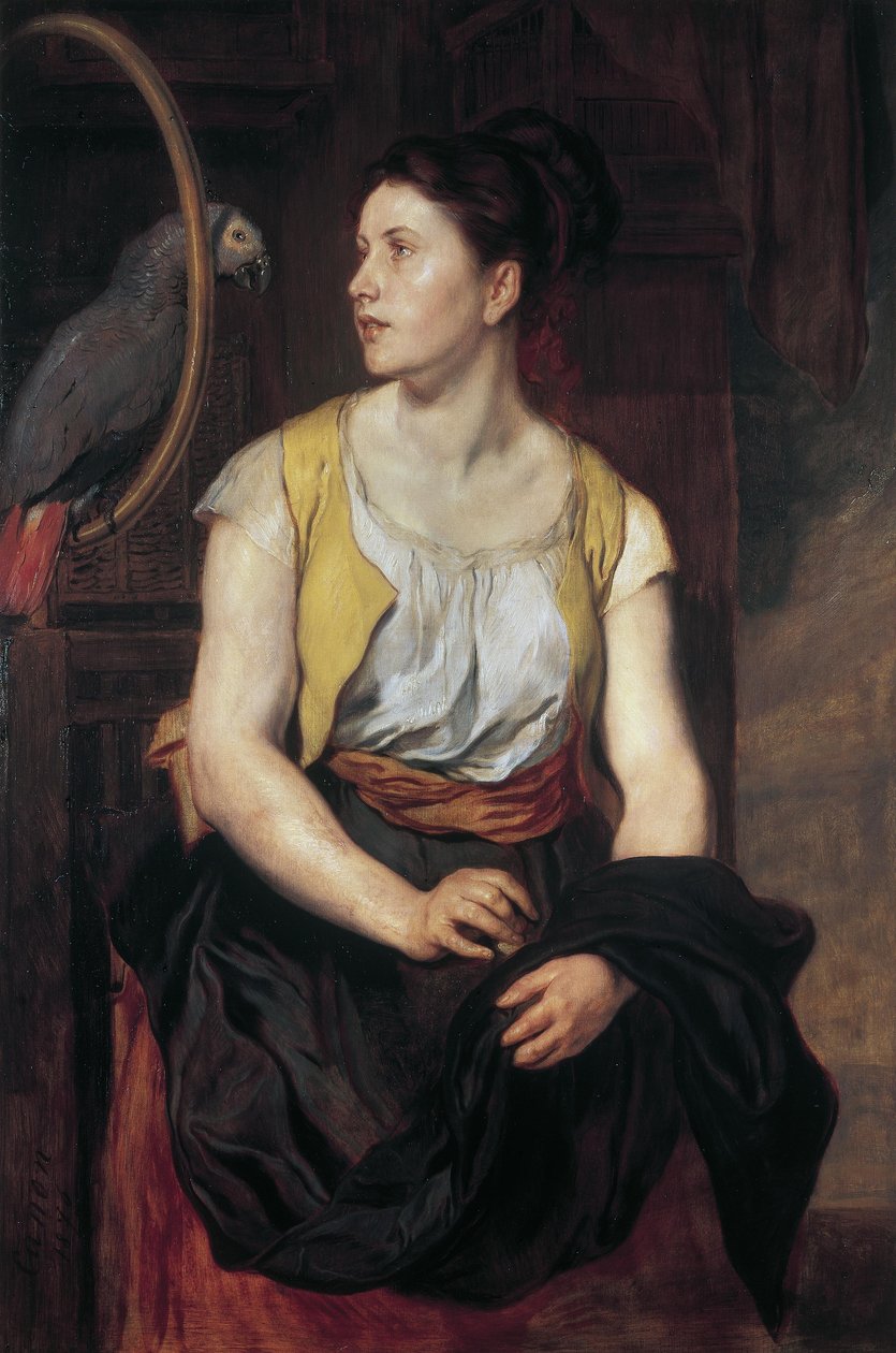 Mädchen mit Papagei von Hans Canon