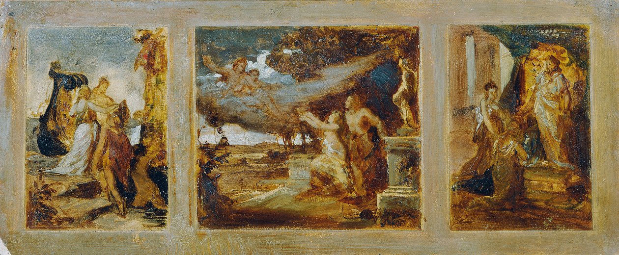 Skizze für ein Triptychon mit mythologischen Szenen von Hans Makart
