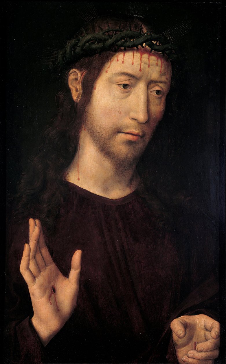 Der Mann der Schmerzen segnet, 1480-1490 von Hans Memling
