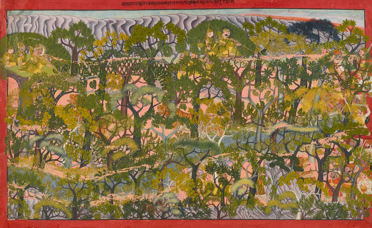 Maharao Umed Singh auf Tigerjagd, 1787 von Hans Raj Joshi