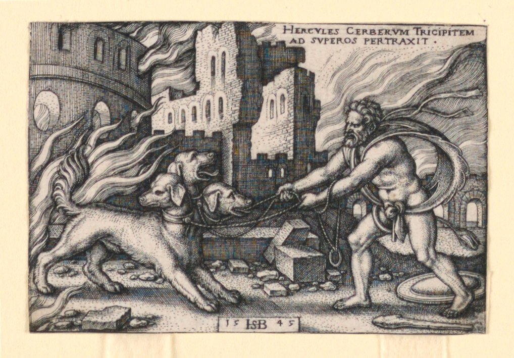 Herkules fängt Cerberus von Hans Sebald Beham