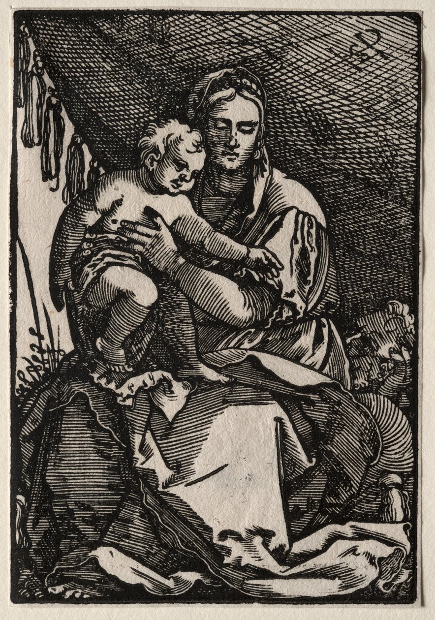 Die Heilige Familie unter einem Zelt von Hans Sebald Beham