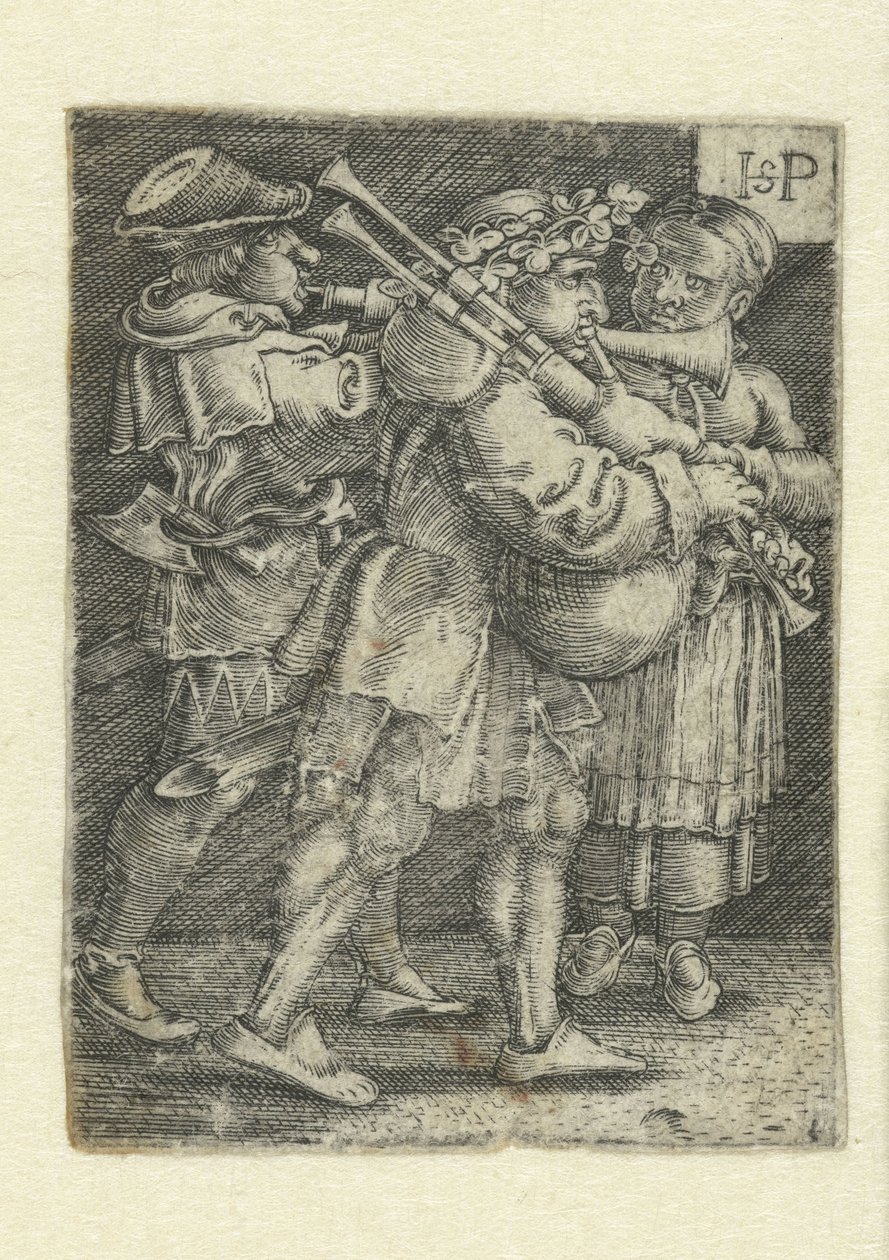 Zwei Musiker und ein Mädchen von Hans Sebald Beham