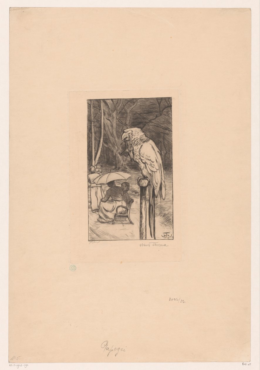 Papegaai und vier Figuren von Hans Thoma