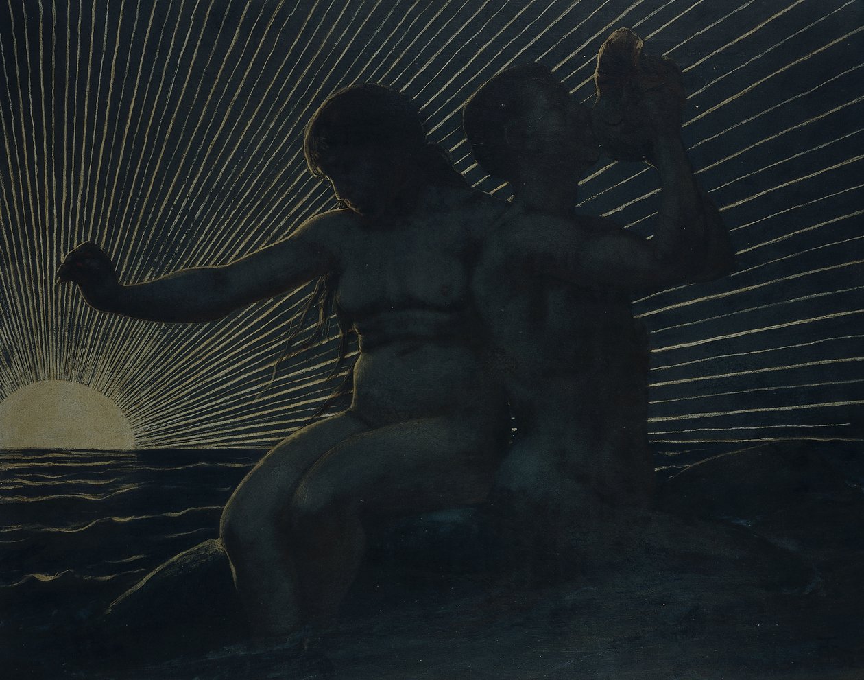 Tritonenpaar, 1892 von Hans Thoma