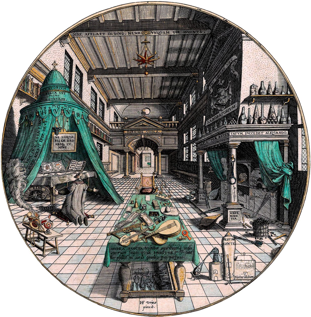 Labor des Alchemisten, 1595 von Hans Vredeman de Vries