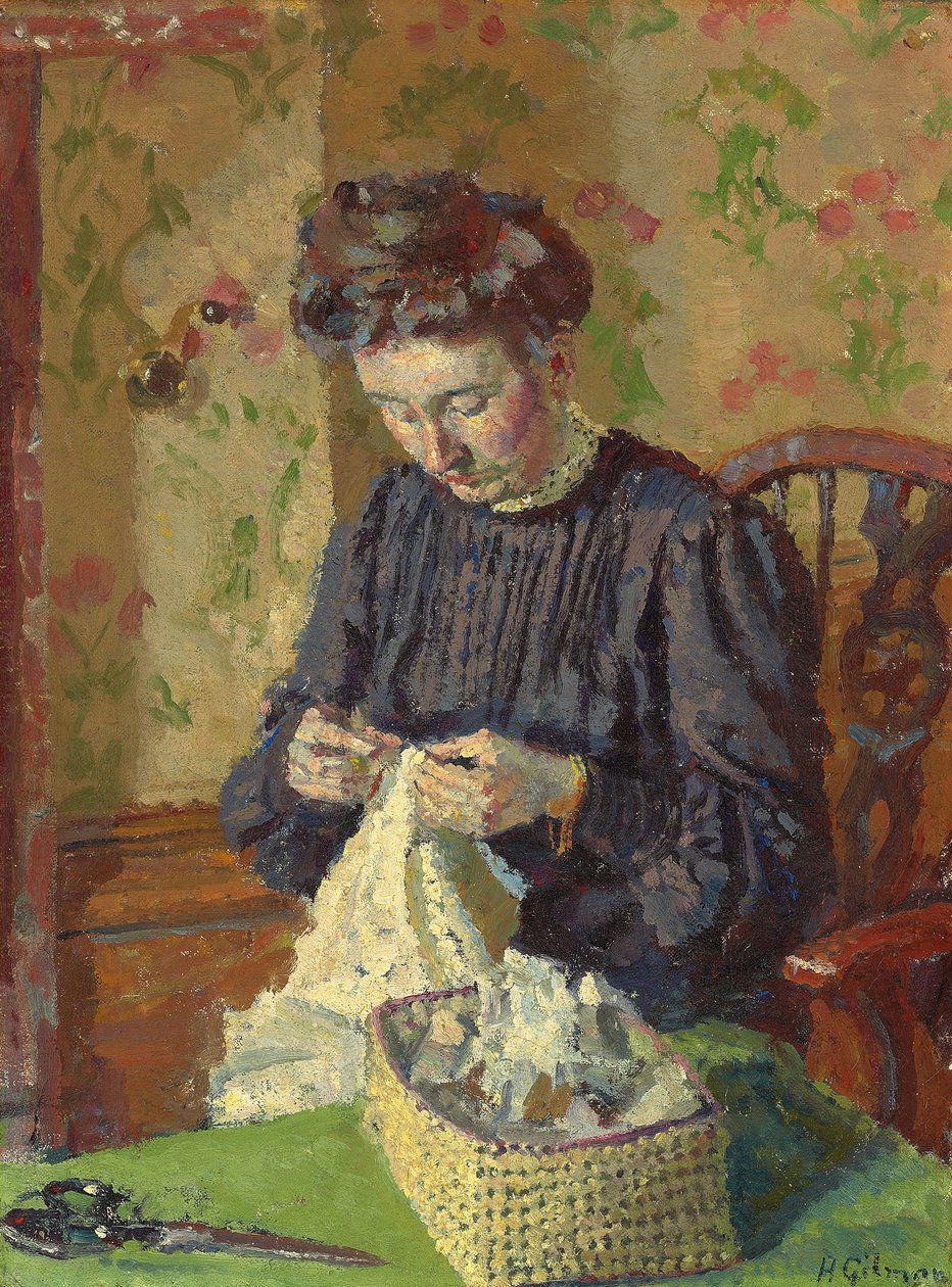 Frau beim Nähen, ca. 1908 von Harold Gilman