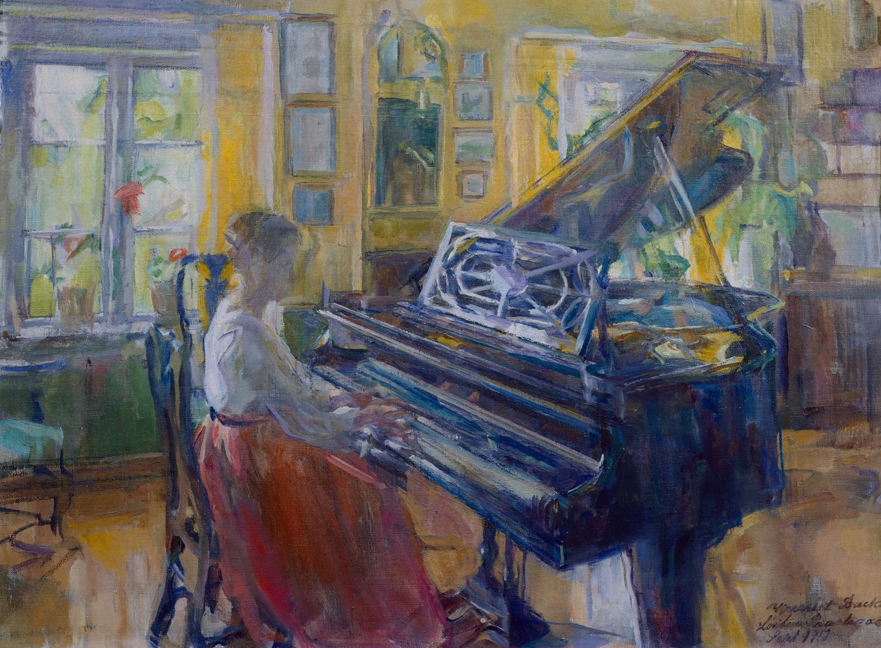 Musik, Innenraum des Pfarrhauses von Loiten von Harriet Backer