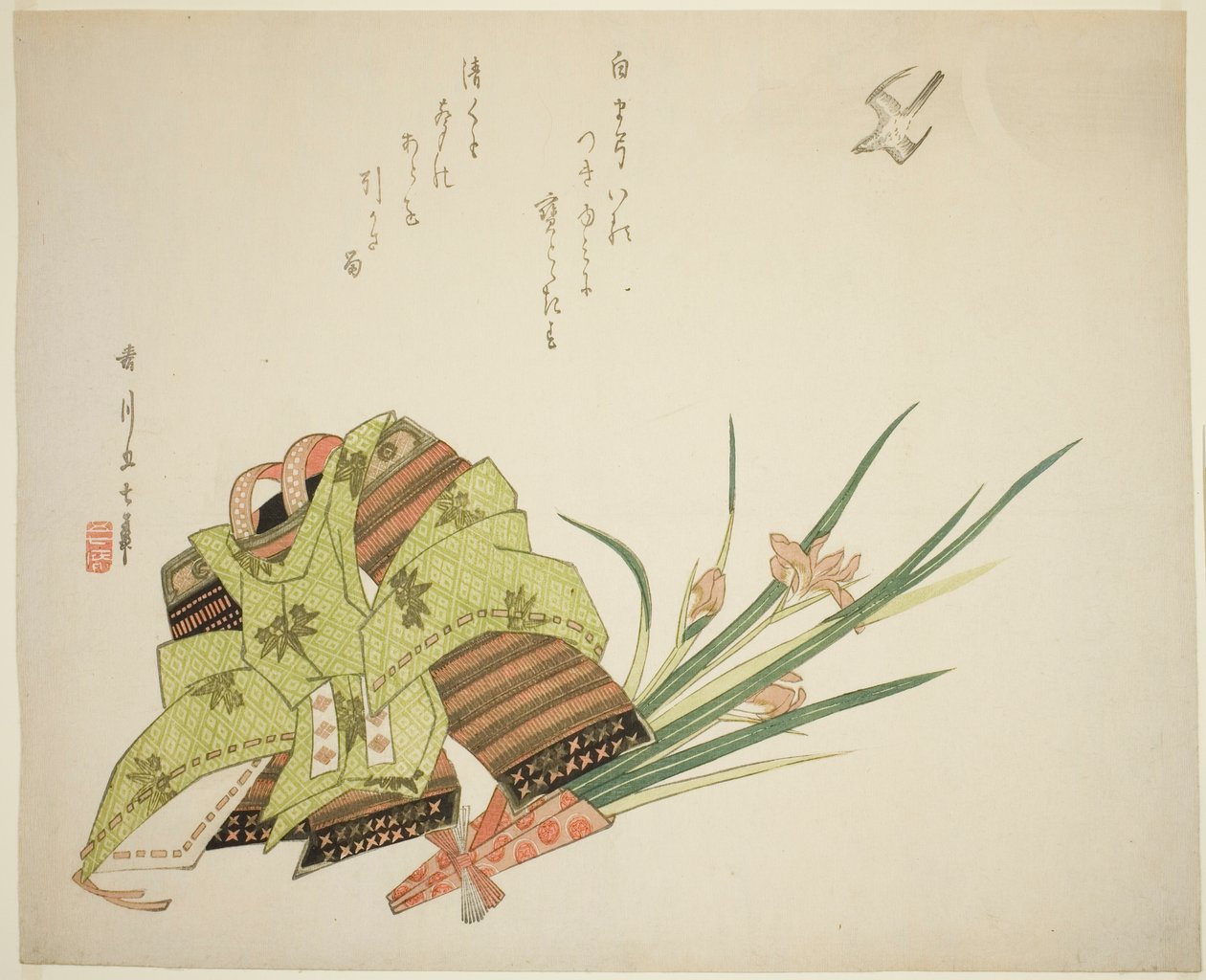 Halbmond mit fliegendem kleinen Kuckuck von Harukawa Goshichi