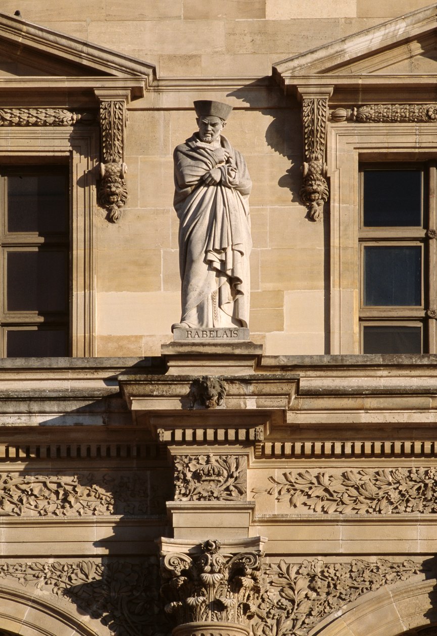 Fassade, Napoleon-Hof, Skulptur von François Rabelais von Hector M. and Visconti, Louis Lefuel