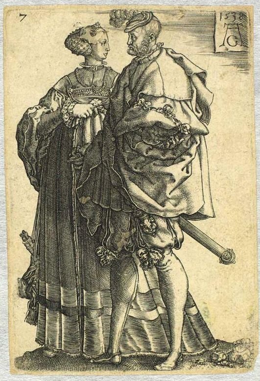 Ein tanzendes Paar [aus der Serie Die großen Hochzeitsfeiernden] von Heinrich Aldegrever