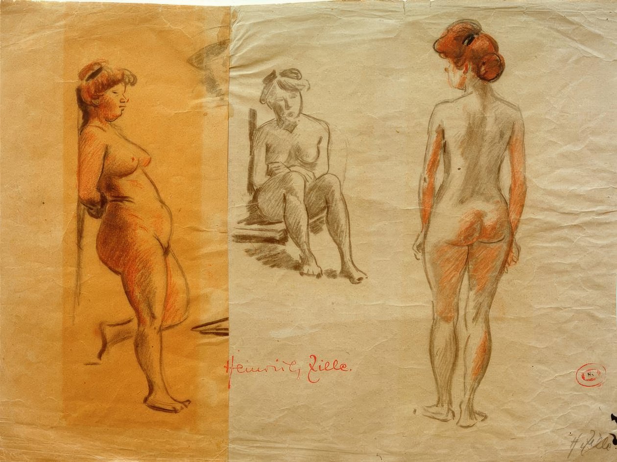 Drei Aktstudien von Heinrich Zille