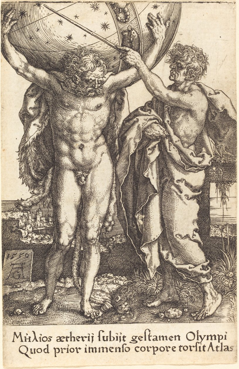 Herkules und Atlas, 1550 von Heinrich Aldegrever