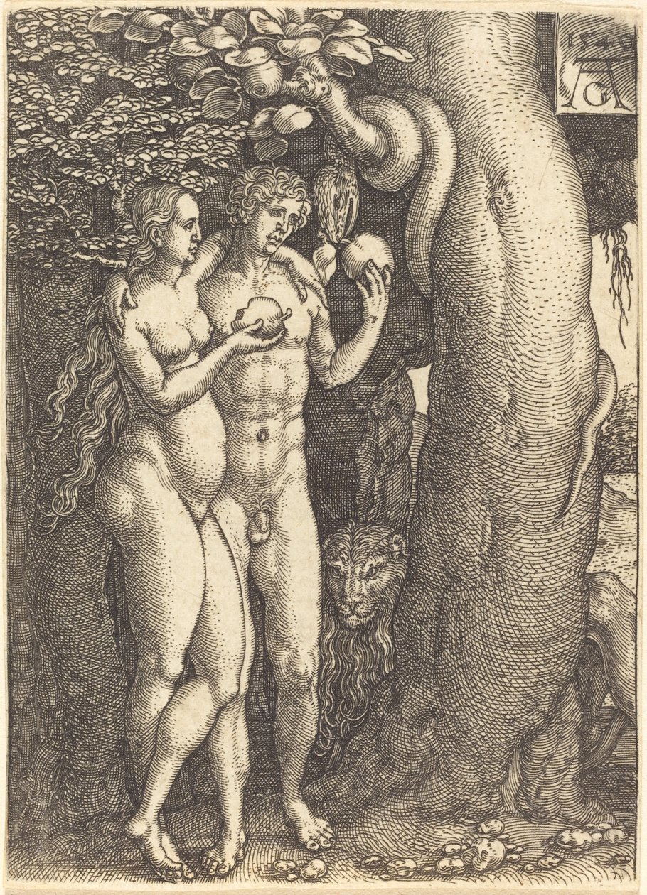 Die Versuchung durch die Schlange von Heinrich Aldegrever