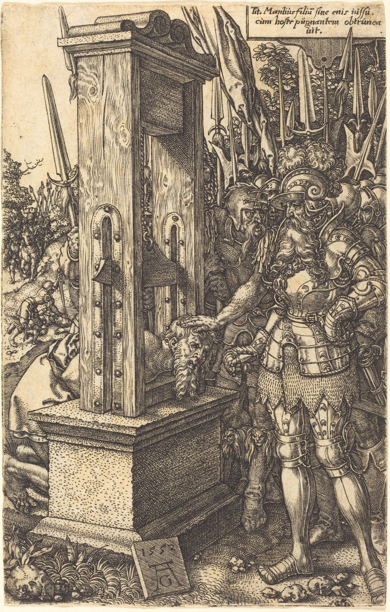 Titus Manlius enthauptet seinen Sohn von Heinrich Aldegrever