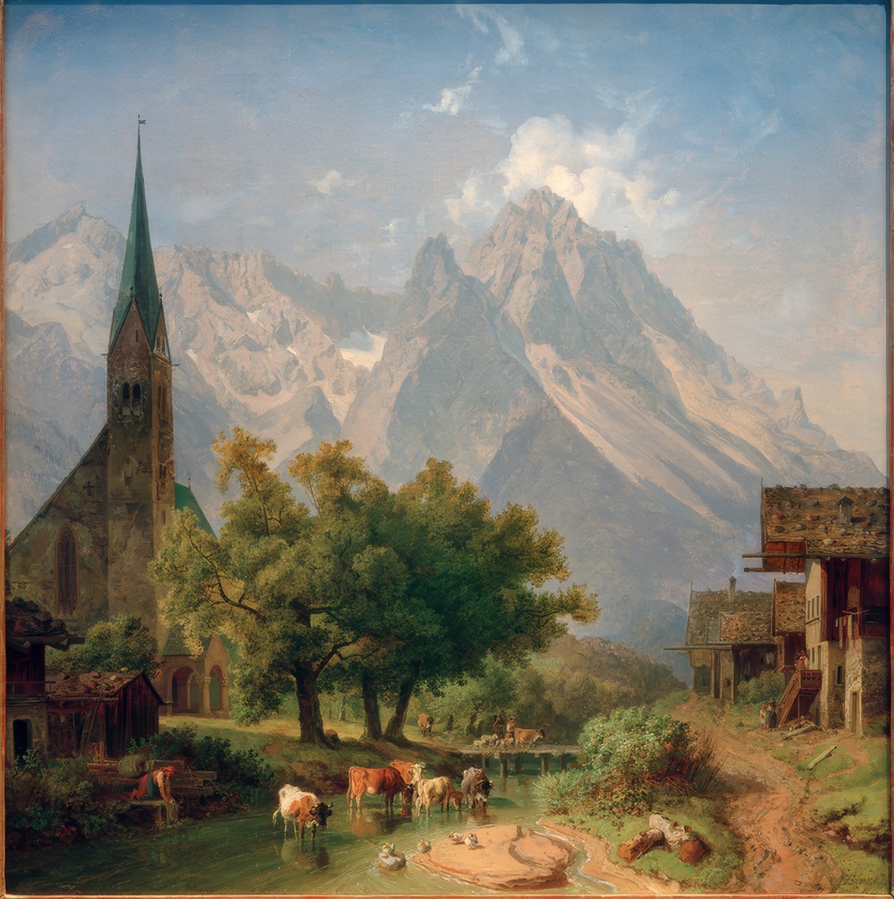 Die alte Pfarrkirche in Garmisch von Heinrich Burkel