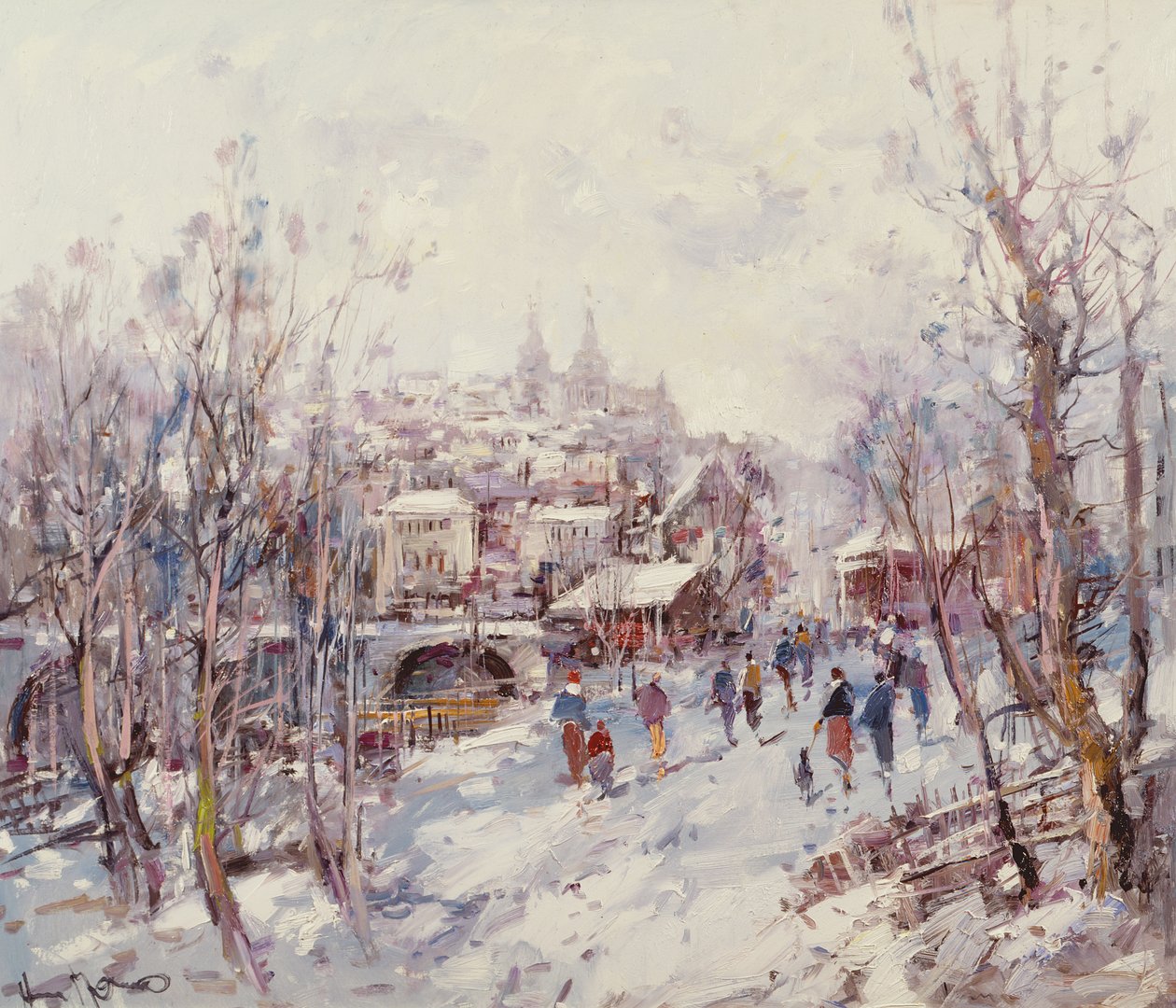 Winterszene in einer französischen Kathedralenstadt von Heinrich Hansen