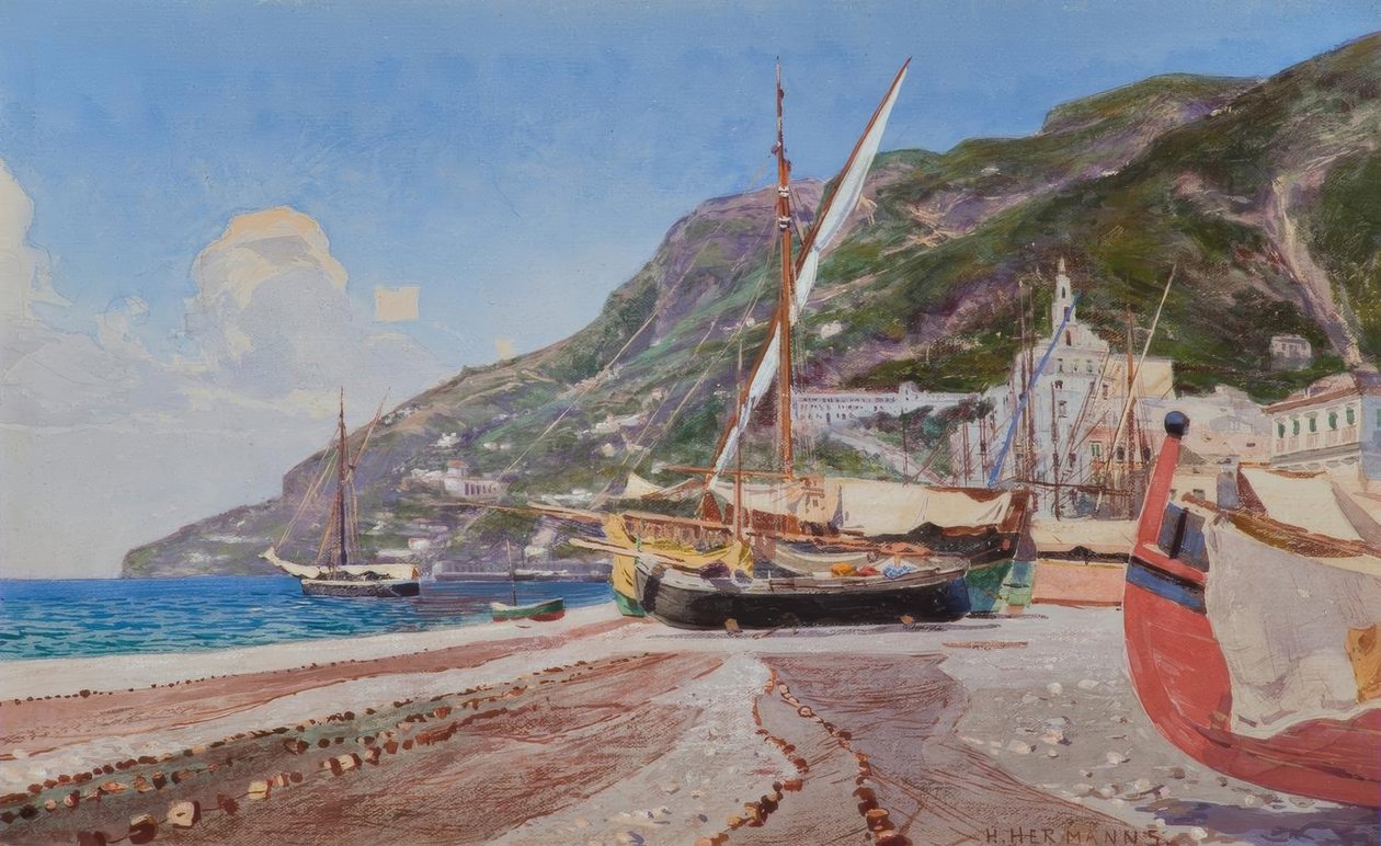 Amalfi, Fischerboote am Strand von Heinrich Hermanns