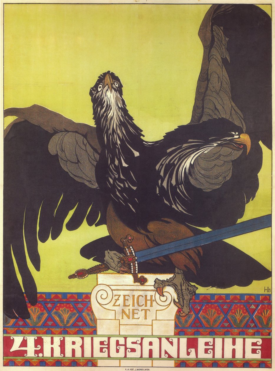 Abonniere das vierte Kriegsdarlehen, 1916 von Heinrich Lefler