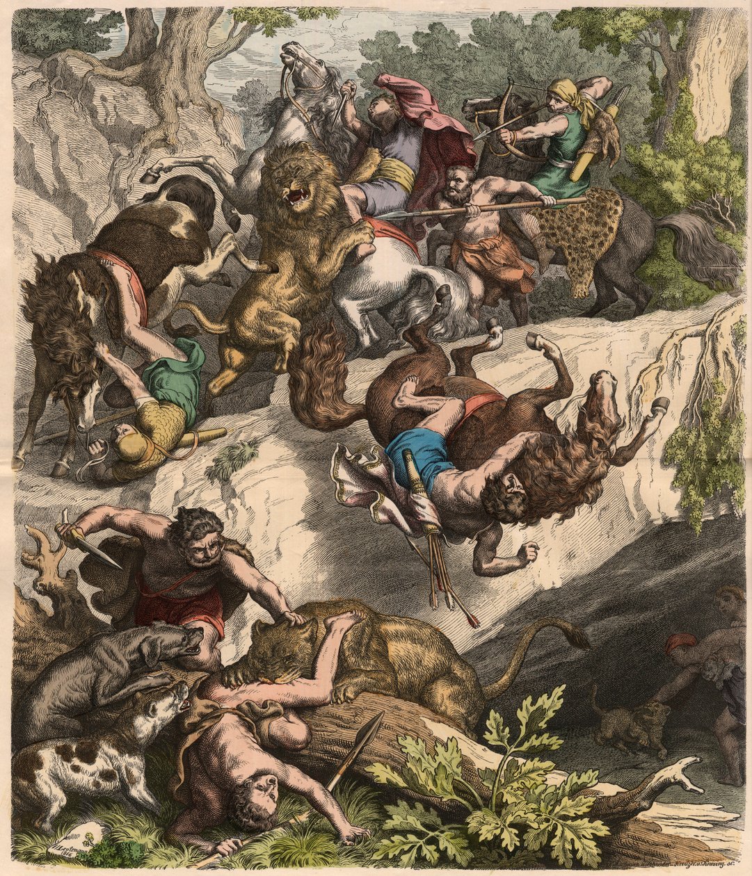 Die Karthager: Löwenjagd, 1866 von Heinrich Leutemann